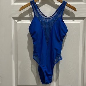 Blue netted bathing suit